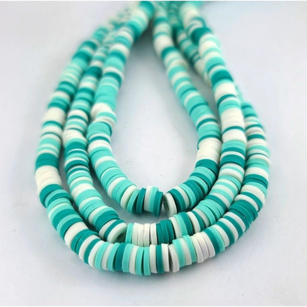 3 Strands of 6MM Polymer Clay Heishi Beads, turquoise mix‎